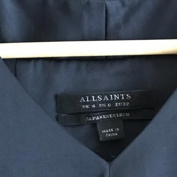 All Saints Blaze Dress Asymmetrical sleeveless black Satin dress Size 0 - Picture 9 of 10